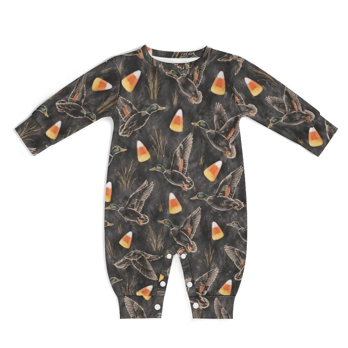 Candy Corn Duck Hunt,Cotton Long Sleeve Infant Bodysuit (All-Over Printing)
