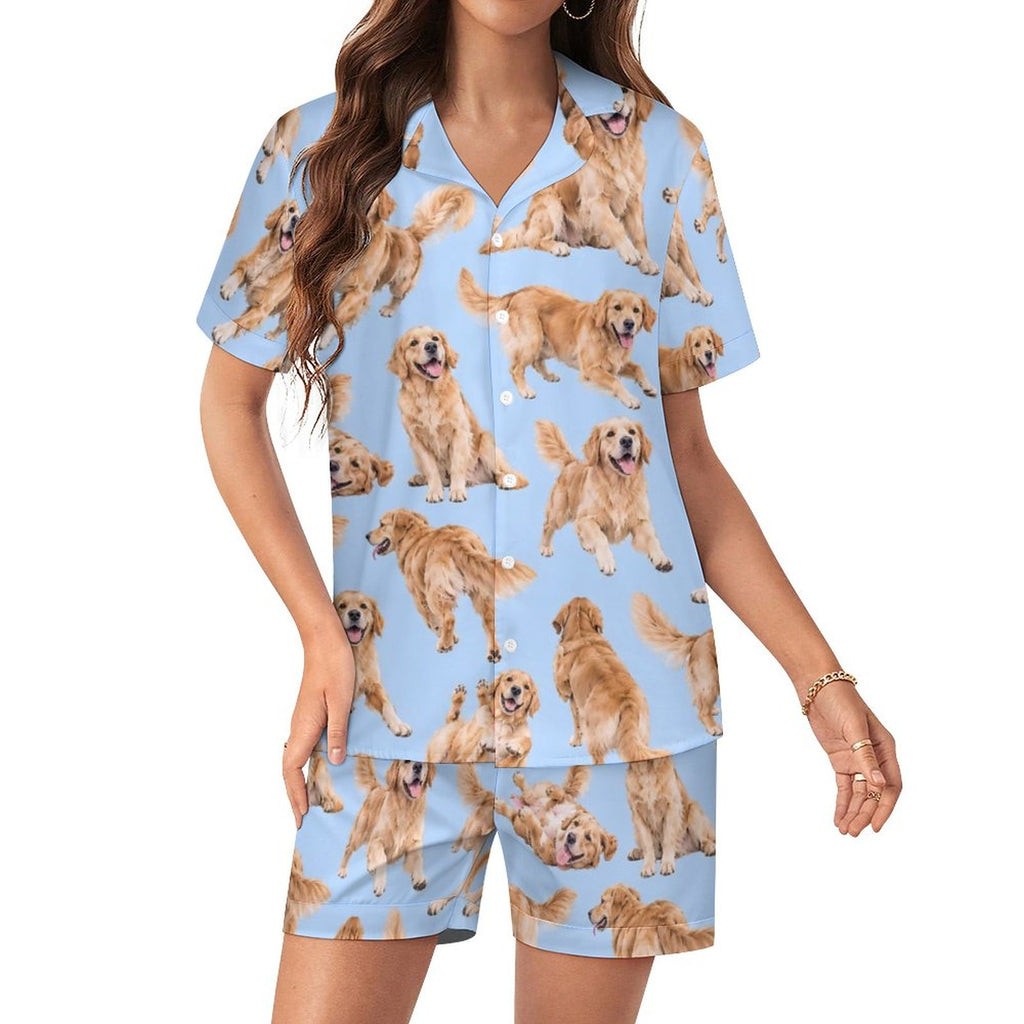 Women's Satin Cuban Collar Pajama Set(All-Over Printing)