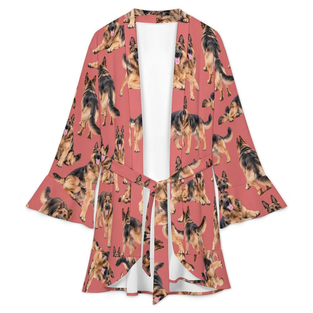 Dog Lover, Pet Owner,  Women's Ruffle Long Sleeve Robe(All-Over Printing)