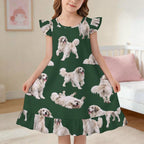 Dog Lover, Pet Owner,  Girls Short Sleeve Ruffle Nightgown(All-Over Printing)