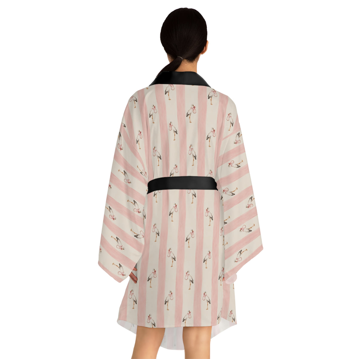 Baby girl stork Stripe Kimono Robe — Long Sleeve Lounge Robe