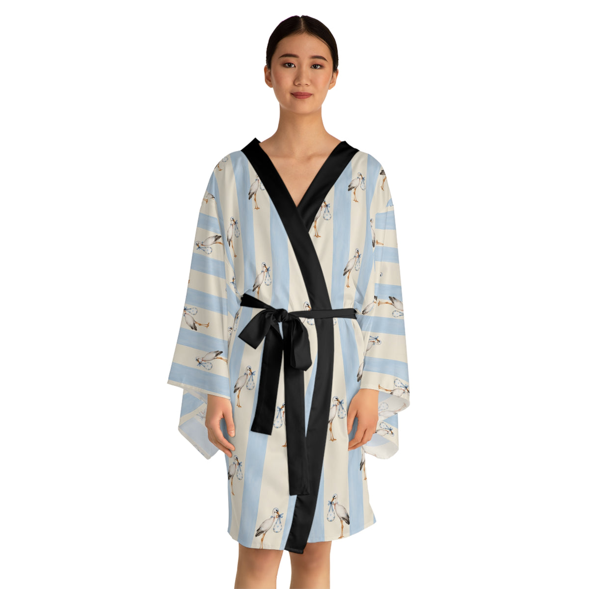 Baby boy stork Stripe Kimono Robe — Long Sleeve Lounge Robe
