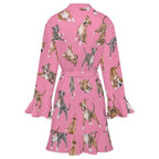 Dog Lover, Pet Owner,  Women's Ruffle Long Sleeve Robe(All-Over Printing)