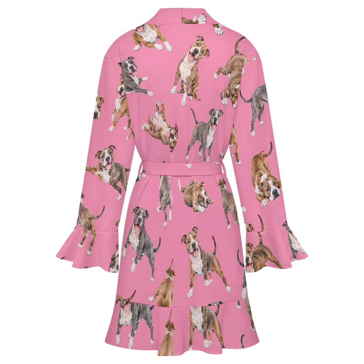 Dog Lover, Pet Owner,  Women's Ruffle Long Sleeve Robe(All-Over Printing)