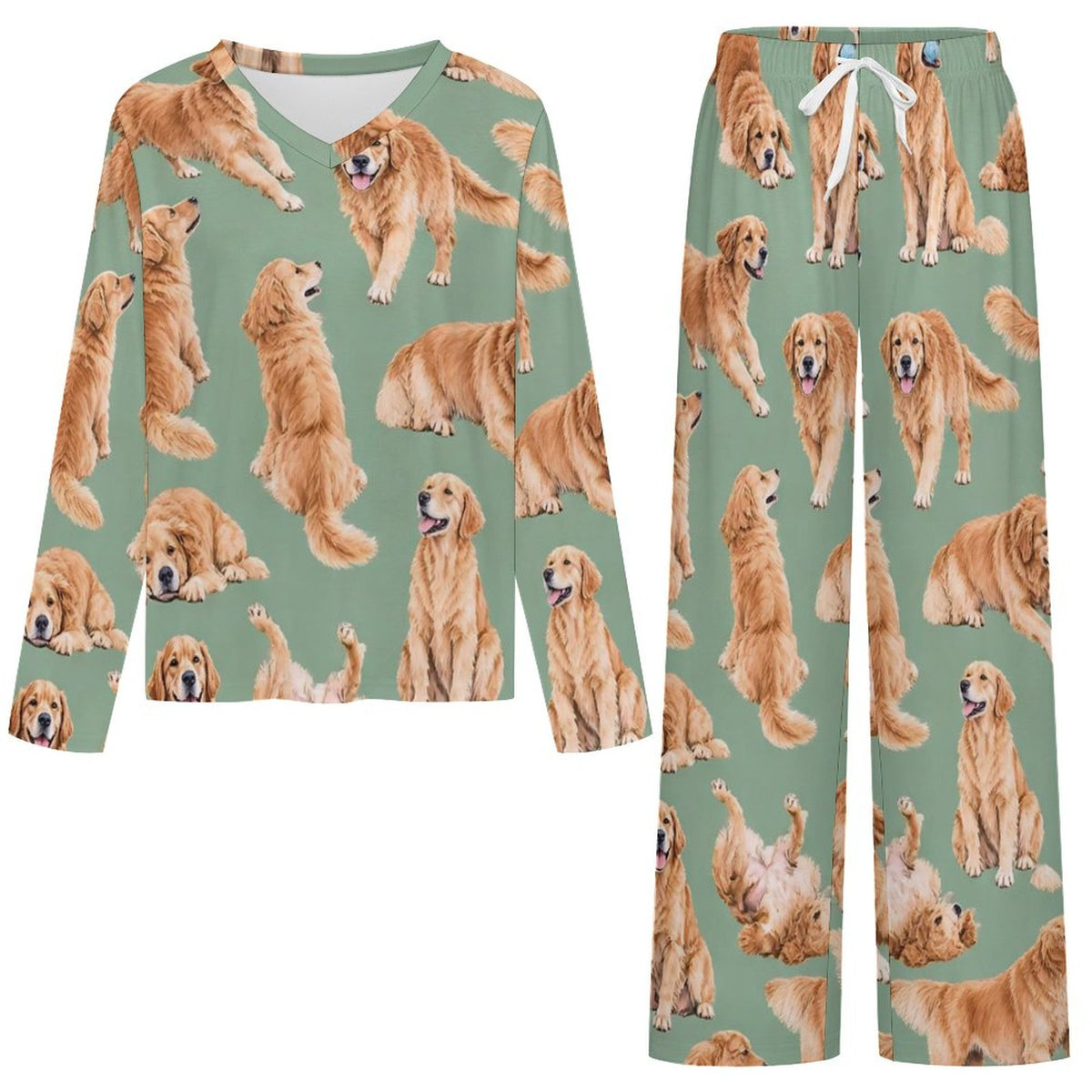 200gsm V-Neck Pajama Set(All-Over Printing)