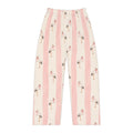 Stork Print Women's Pajama Pants — Blue & Cream Striped Lounge Sleepwear