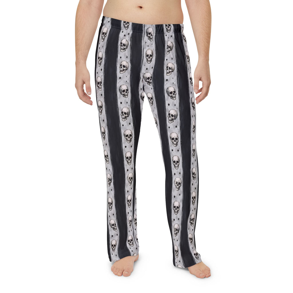 Skull Stripe Pajama Pants — Men's Gothic Lounge Sleepwear