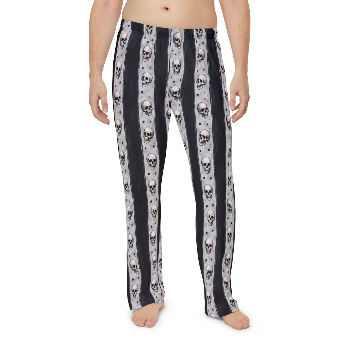 Skull Stripe Pajama Pants — Men's Gothic Lounge Sleepwear
