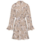 120gsm Women's Ruffle Long Sleeve Robe(All-Over Printing)