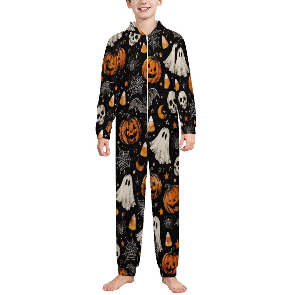 250gsm Flannel Footless Zip up Kid Jumpsuit Pajamas(All-Over Printing)