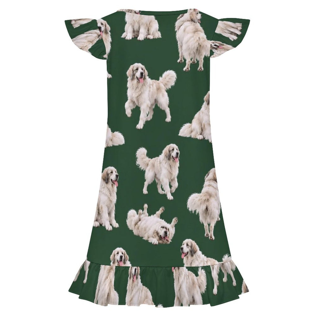 Dog Lover, Pet Owner,  Girls Short Sleeve Ruffle Nightgown(All-Over Printing)