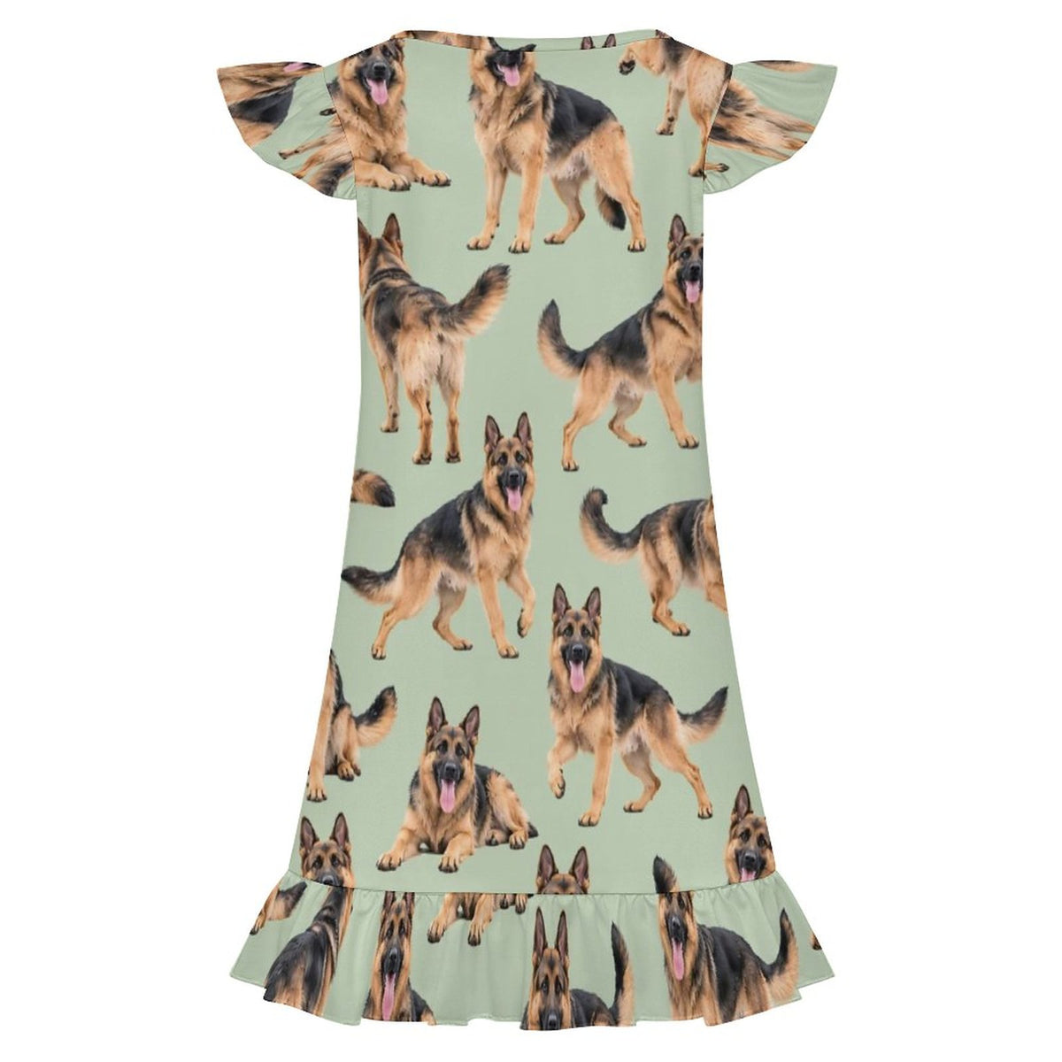 200gsm Girls Short Sleeve Ruffle Nightgown(All-Over Printing)