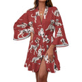 120gsm Women's Ruffle Long Sleeve Robe(All-Over Printing)