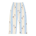 Stork Print Women's Pajama Pants — Blue & Cream Striped Lounge Sleepwear