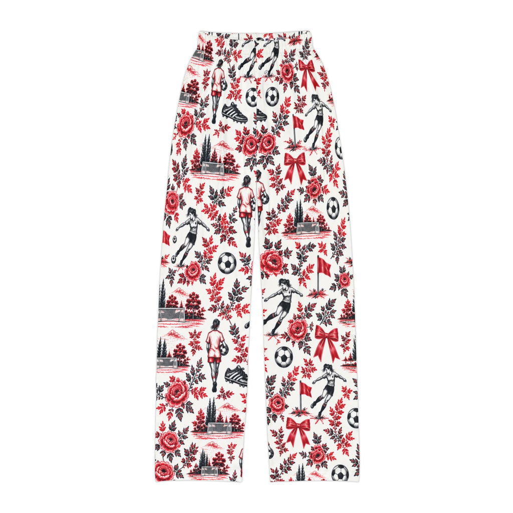 Kids Lounge Pants – Vintage Soccer Toile Print (Red & Black)