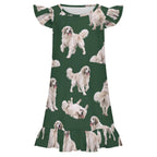 Dog Lover, Pet Owner,  Girls Short Sleeve Ruffle Nightgown(All-Over Printing)