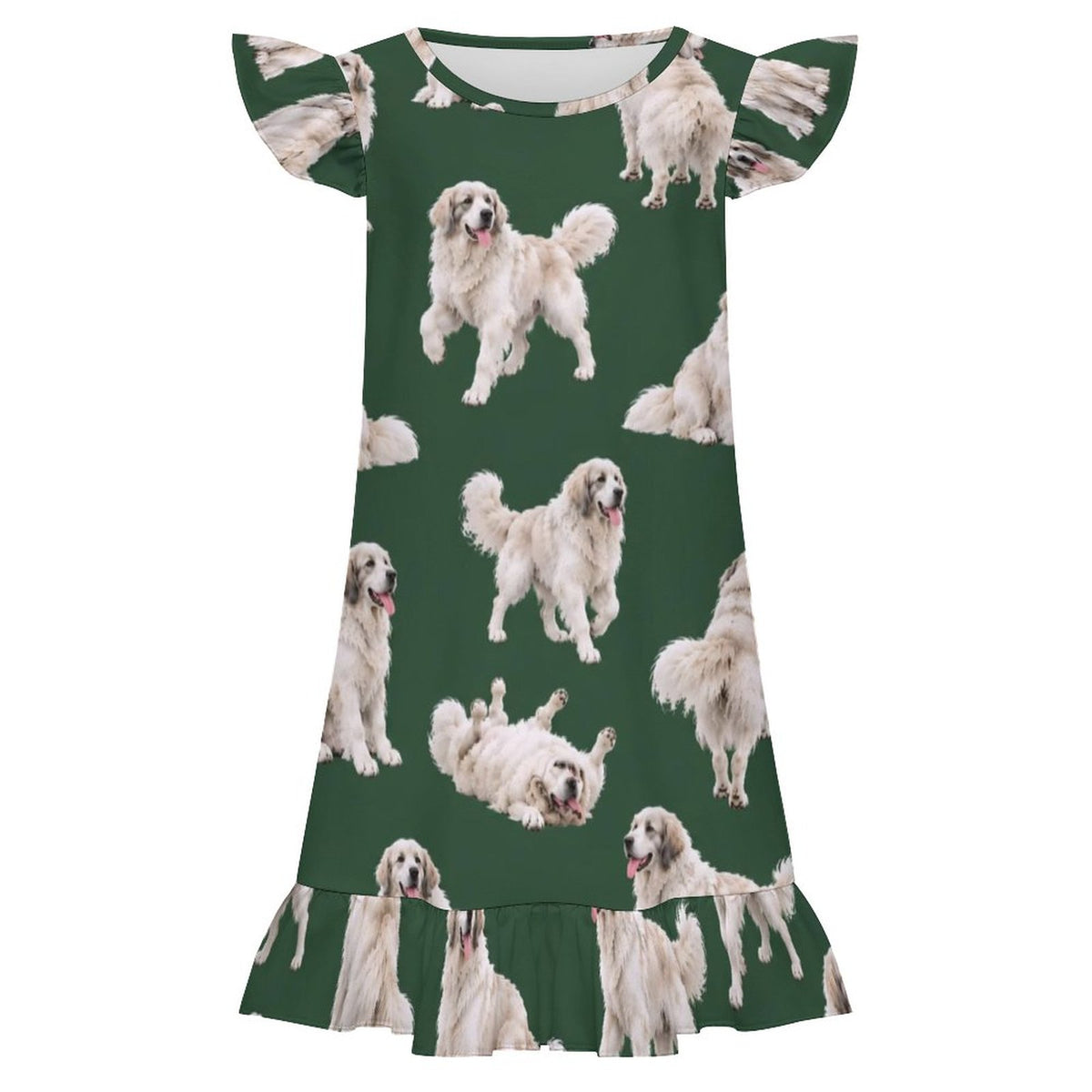 Dog Lover, Pet Owner,  Girls Short Sleeve Ruffle Nightgown(All-Over Printing)