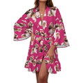 120gsm Women's Ruffle Long Sleeve Robe(All-Over Printing)
