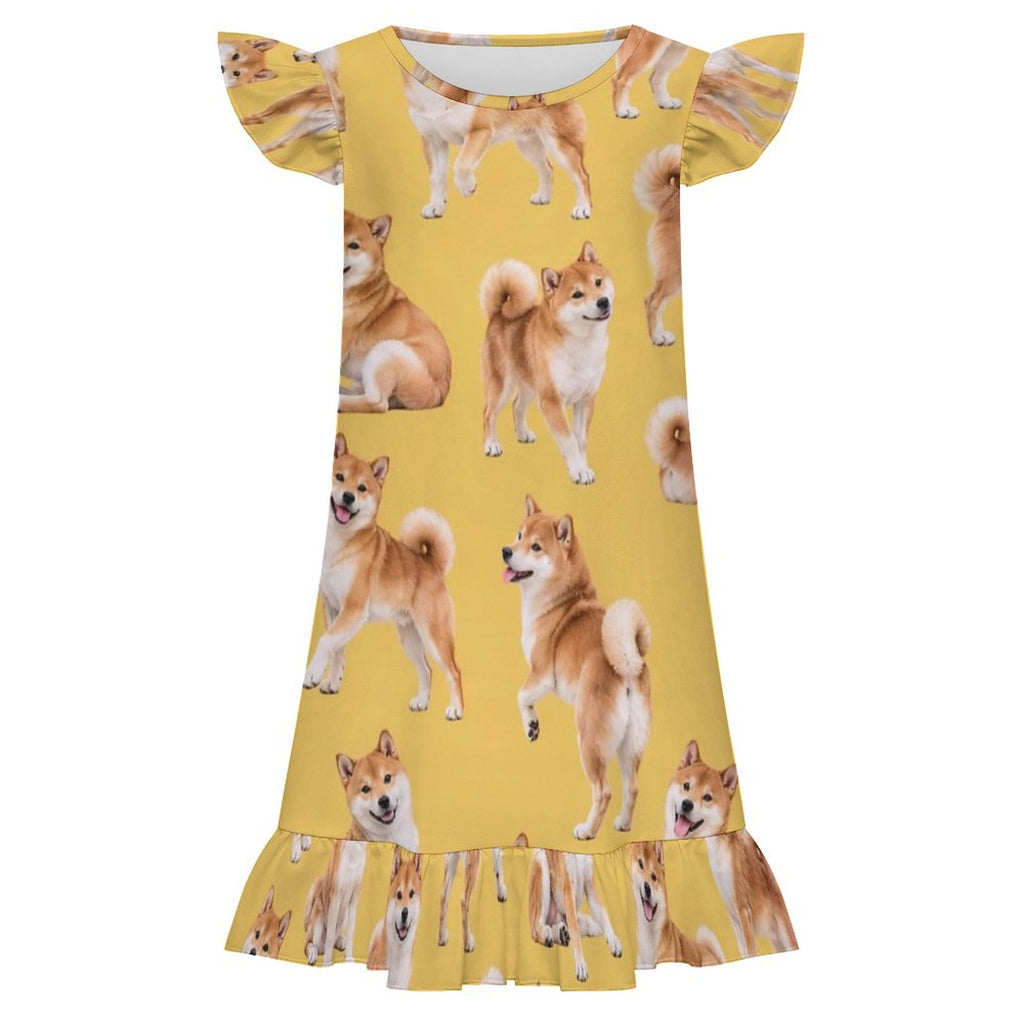 200gsm Girls Short Sleeve Ruffle Nightgown(All-Over Printing)