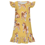 200gsm Girls Short Sleeve Ruffle Nightgown(All-Over Printing)