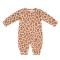 Pumpkin Leopard Print, Cotton Long Sleeve Infant Bodysuit (All-Over Printing)