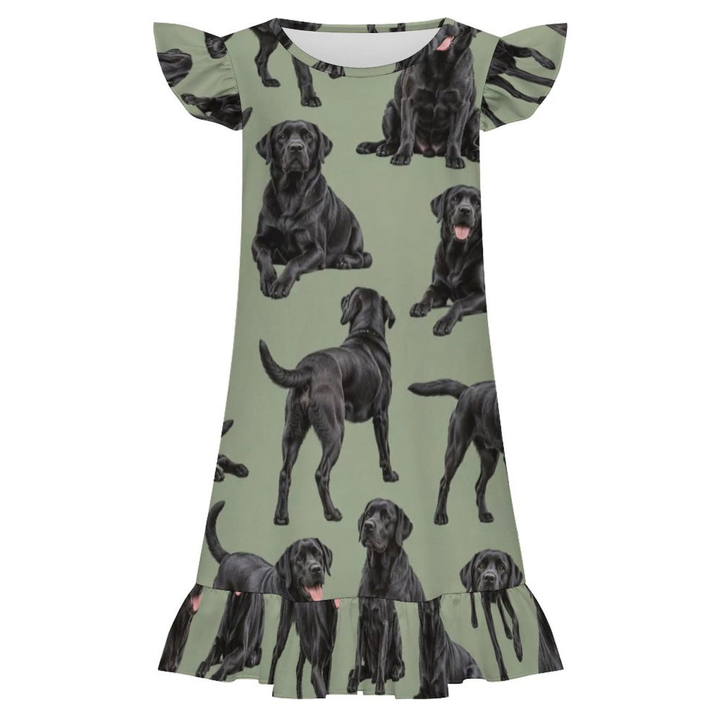 200gsm Girls Short Sleeve Ruffle Nightgown(All-Over Printing)