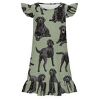 200gsm Girls Short Sleeve Ruffle Nightgown(All-Over Printing)