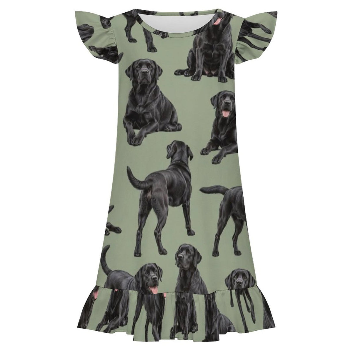 200gsm Girls Short Sleeve Ruffle Nightgown(All-Over Printing)
