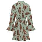 120gsm Women's Ruffle Long Sleeve Robe(All-Over Printing)