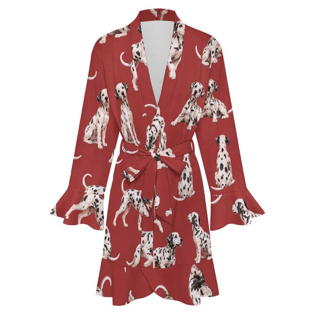 120gsm Women's Ruffle Long Sleeve Robe(All-Over Printing)