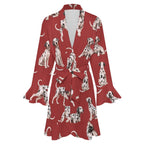 120gsm Women's Ruffle Long Sleeve Robe(All-Over Printing)