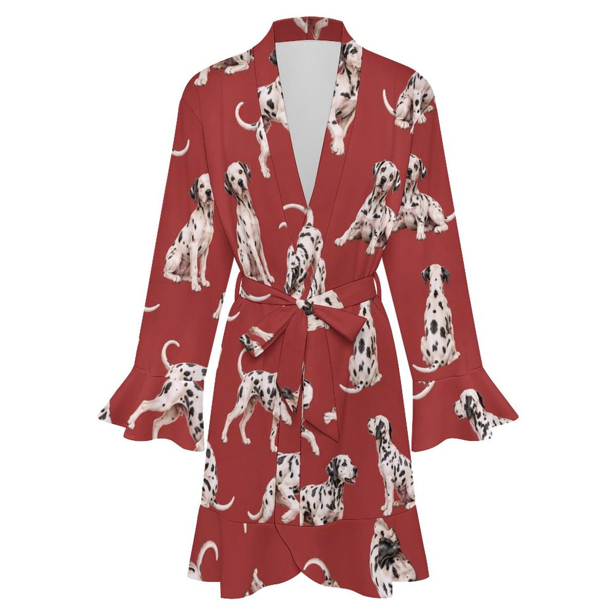 120gsm Women's Ruffle Long Sleeve Robe(All-Over Printing)