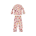 Vintage Floral dahlia Pink Satin Pajamas | Floral Print Pajama Set