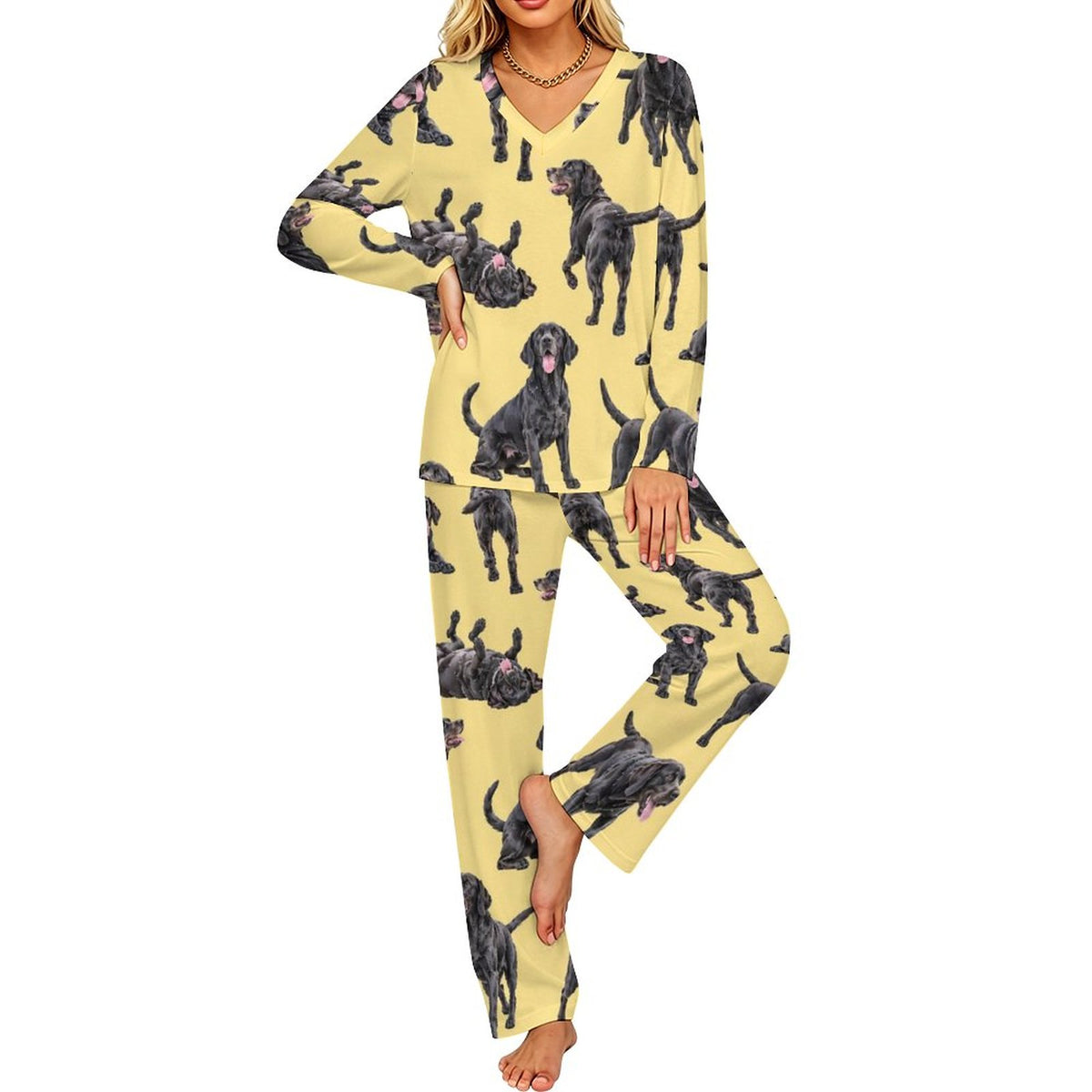 200gsm V-Neck Pajama Set(All-Over Printing)