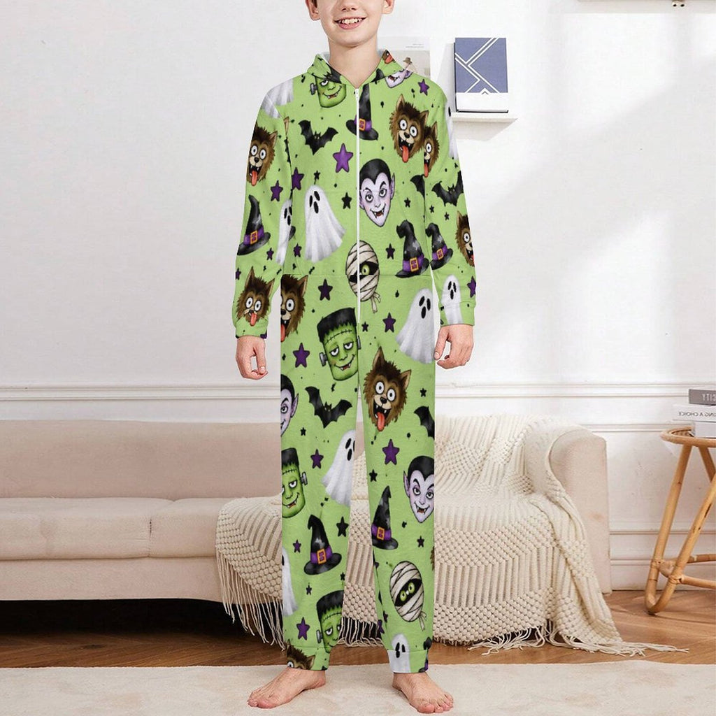 250gsm Flannel Footless Zip up Kid Jumpsuit Pajamas(All-Over Printing)