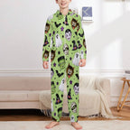 250gsm Flannel Footless Zip up Kid Jumpsuit Pajamas(All-Over Printing)