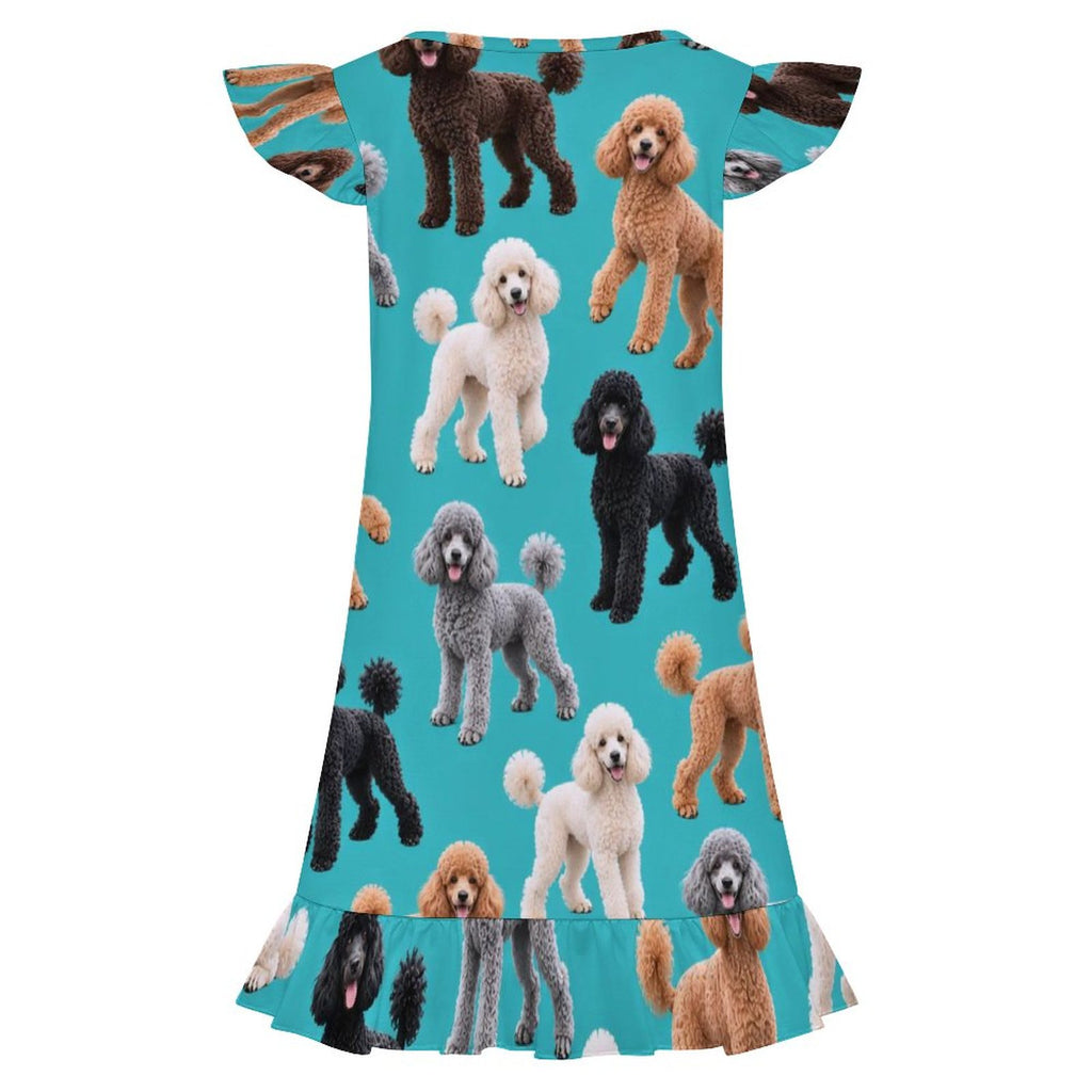 Dog Lover, Pet Owner, Girls Short Sleeve Ruffle Nightgown(All-Over Printing)