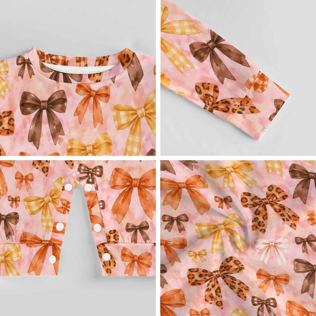 Fall Bows, Cotton Long Sleeve Infant Bodysuit (All-Over Printing)