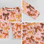 Fall Bows, Cotton Long Sleeve Infant Bodysuit (All-Over Printing)