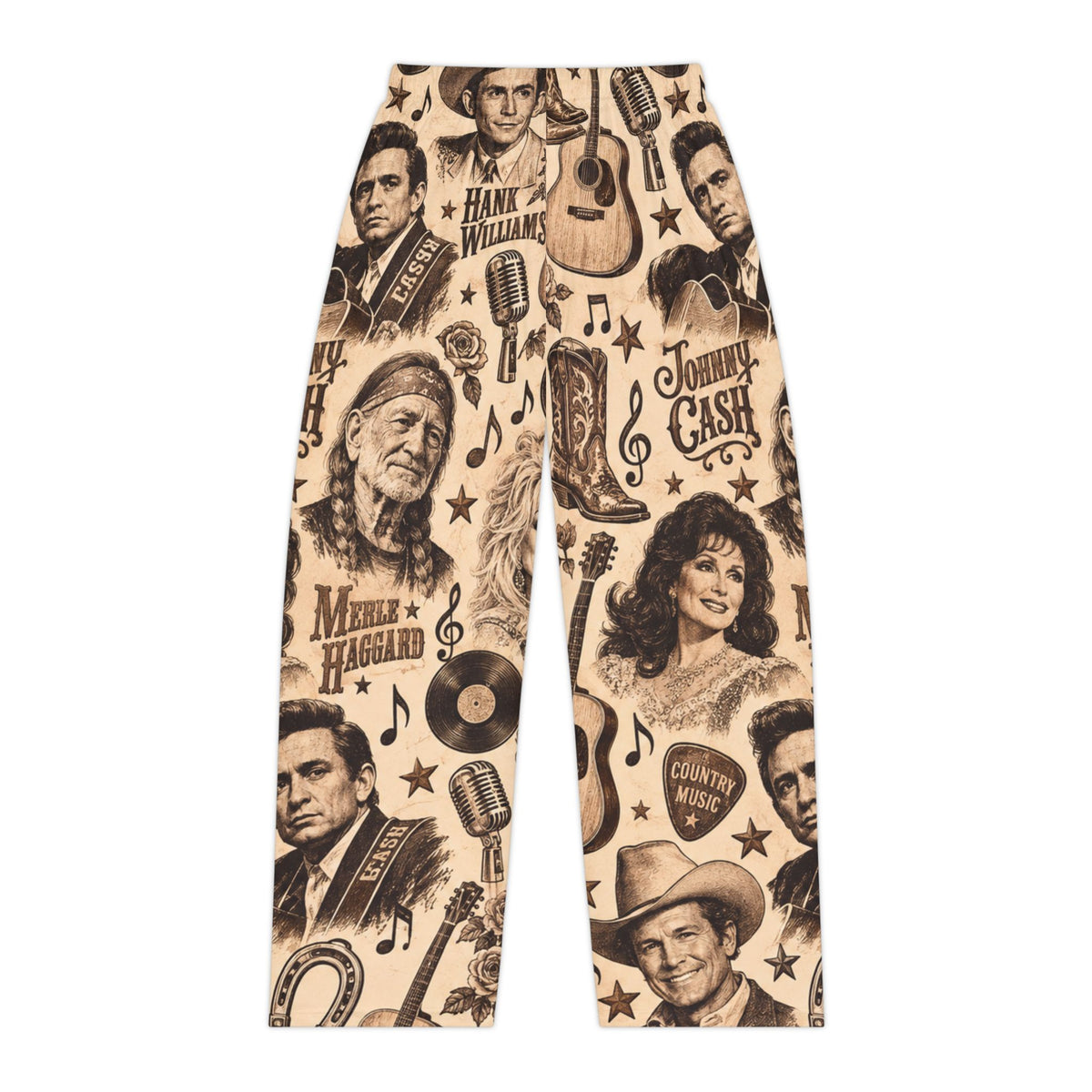 Classic Country Music Legends pajama pants | Johnny Cash, Dolly Parton, Hank Williams print