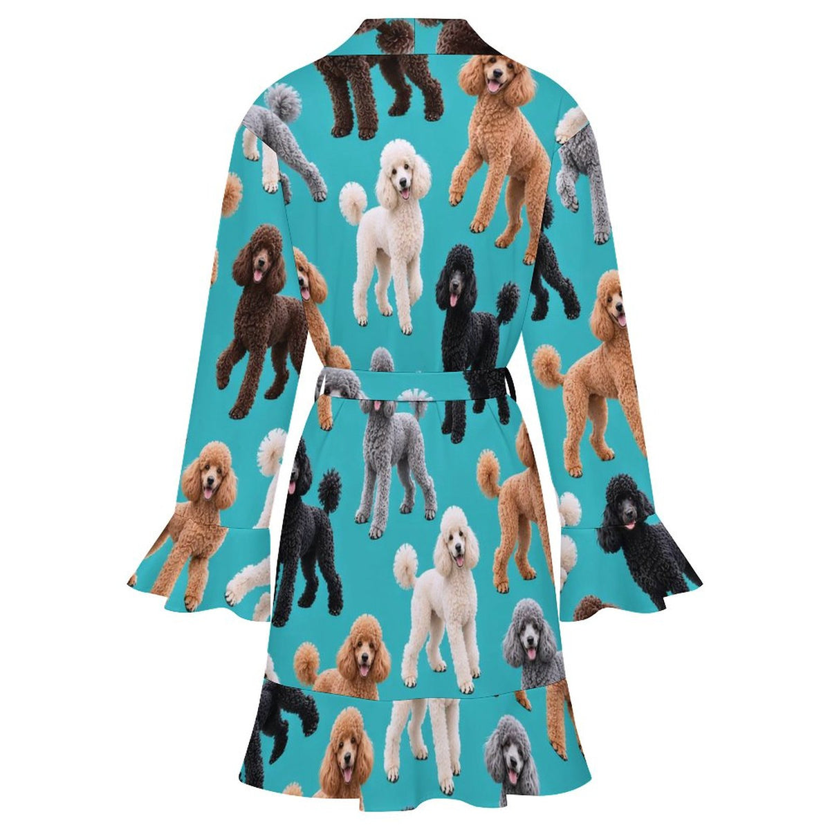 120gsm Women's Ruffle Long Sleeve Robe(All-Over Printing)