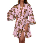 120gsm Women's Ruffle Long Sleeve Robe(All-Over Printing)