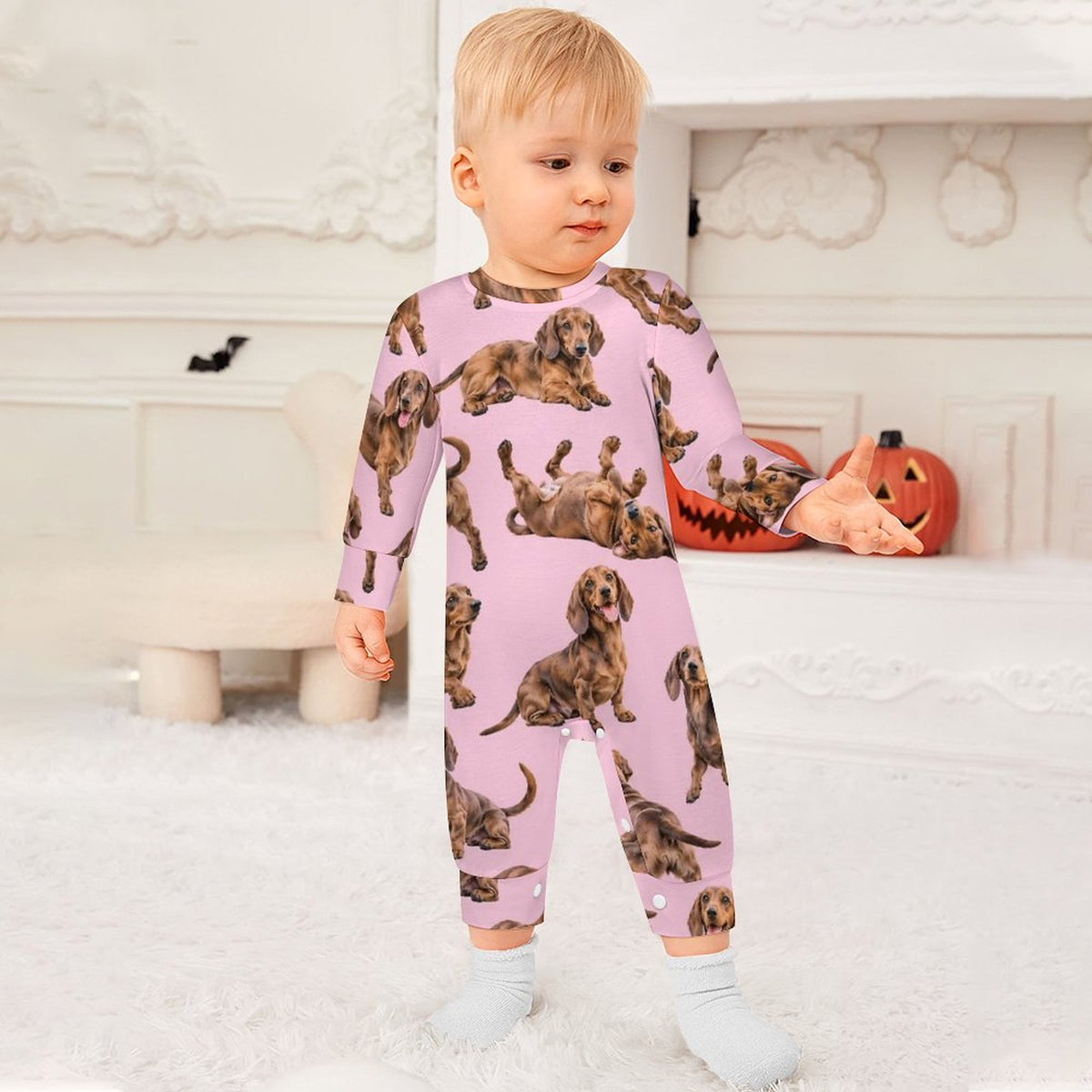 Dog Lover, Pet Owner, Cotton Long Sleeve Infant Bodysuit (All-Over Printing)