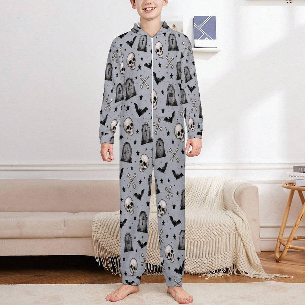 250gsm Flannel Footless Zip up Kid Jumpsuit Pajamas(All-Over Printing)