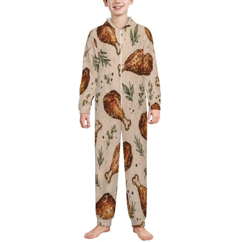 250gsm Flannel Footless Zip up Kid Jumpsuit Pajamas(All-Over Printing)