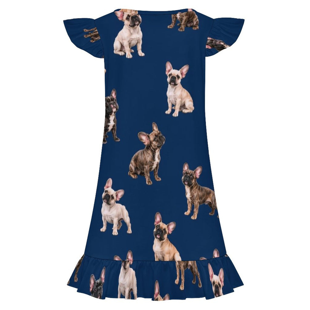 200gsm Girls Short Sleeve Ruffle Nightgown(All-Over Printing)