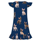 200gsm Girls Short Sleeve Ruffle Nightgown(All-Over Printing)