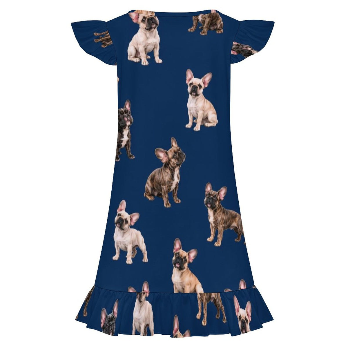 200gsm Girls Short Sleeve Ruffle Nightgown(All-Over Printing)
