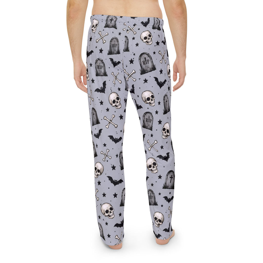 Skull & Tombstone Men's Pajama Pants — Spooky Halloween Lounge Sleepwear
