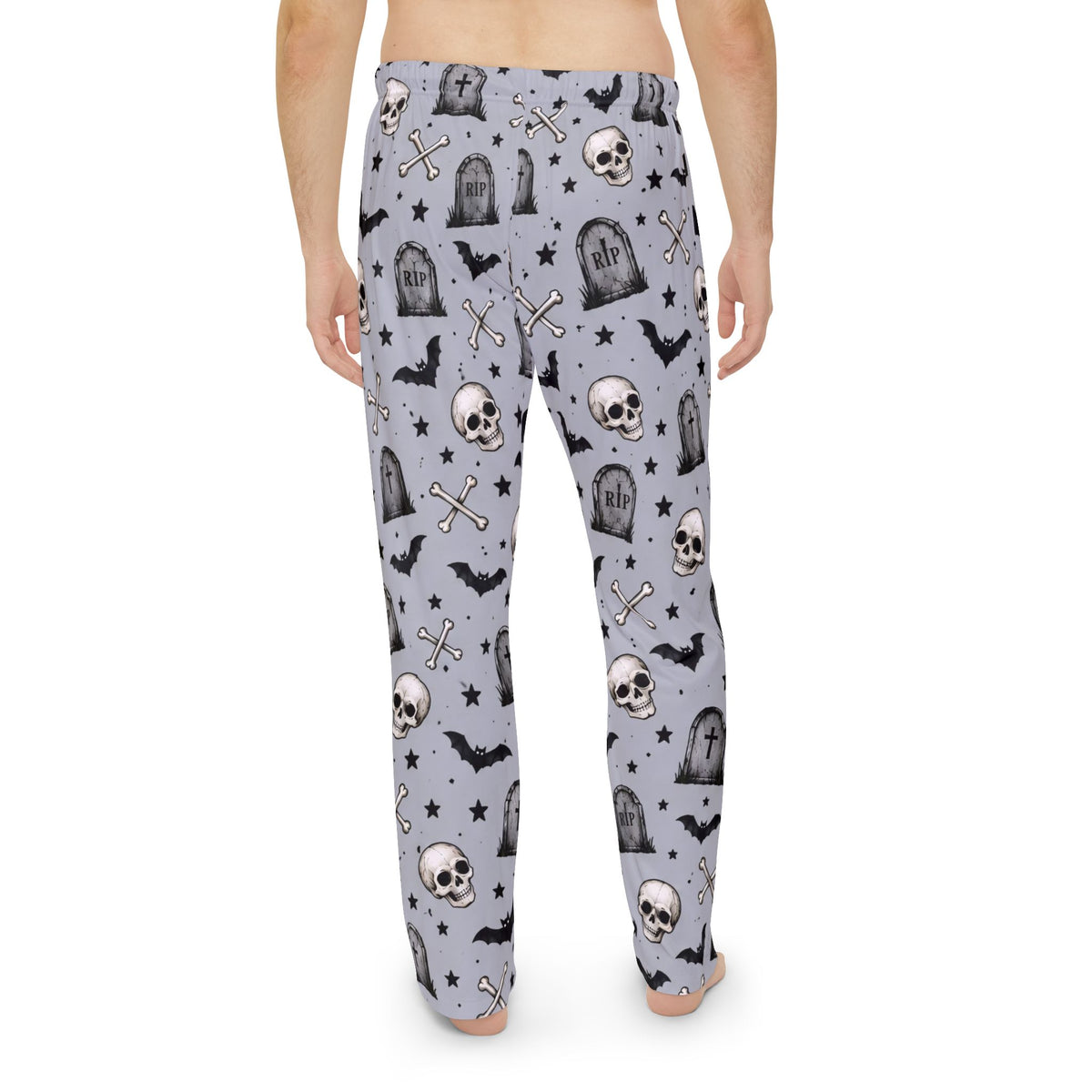 Skull & Tombstone Men's Pajama Pants — Spooky Halloween Lounge Sleepwear
